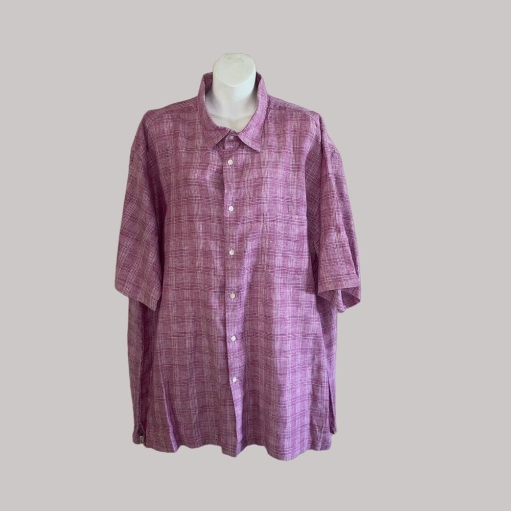 Jos‎ A. Bank Reserve LINEN Shirt Mens Size XXL Red Button Front Preppy Casual